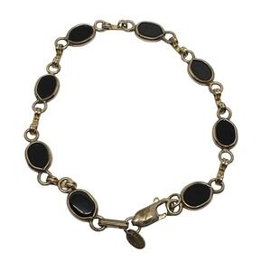 Carla 14K Gold Filled Black Onyx Oval Link Bracelet 7‎ Inch